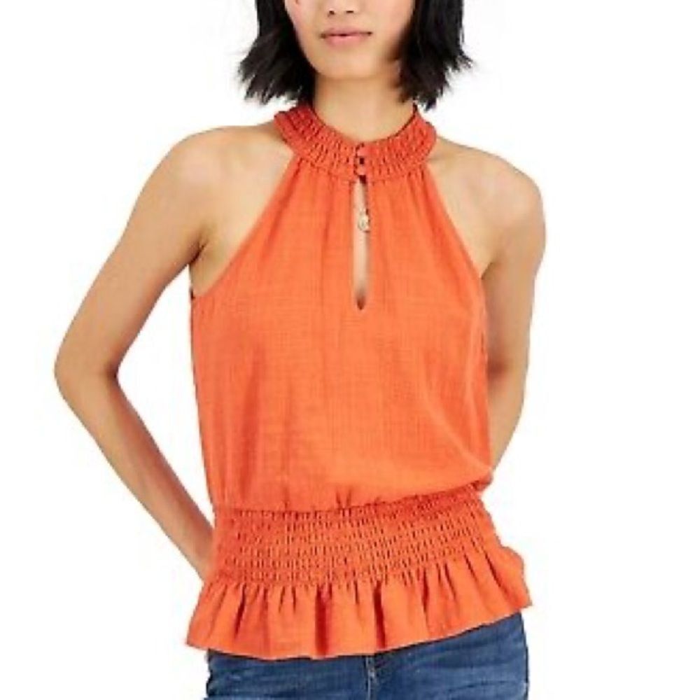 INC Smocked Halter Neck Tank Top XL New With Tags